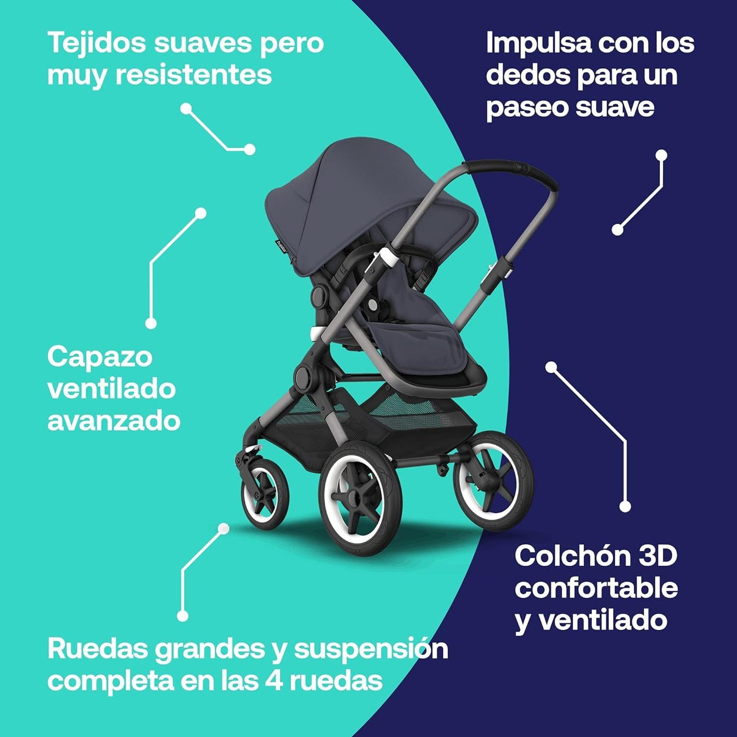 Bugaboo Fox 3 complete - GRAPHITE/STORMY BLUE-STORMY BLUE - Carriola - Bambineto