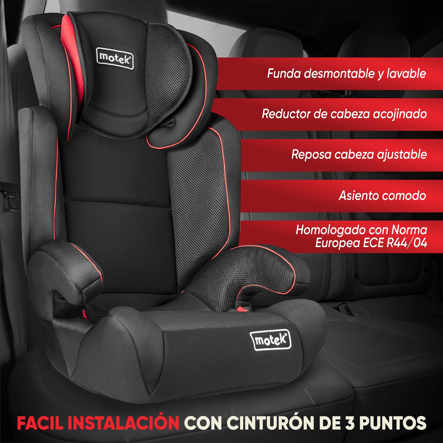 Autoasiento Silla Booster Motek Ova Carro 15kg a 36kg
