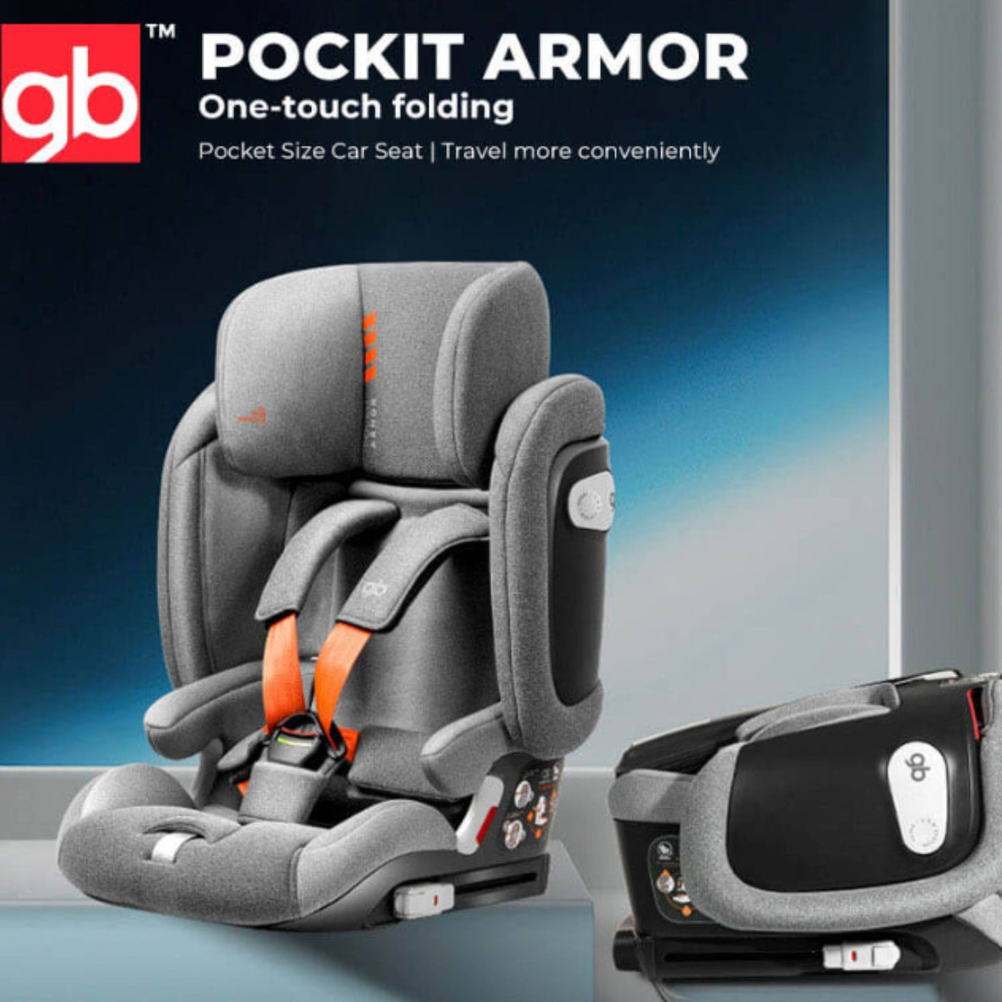 Combo Viajero - Carriola gb Fyn+ Gris & Autoasiento gb Pockit Armor