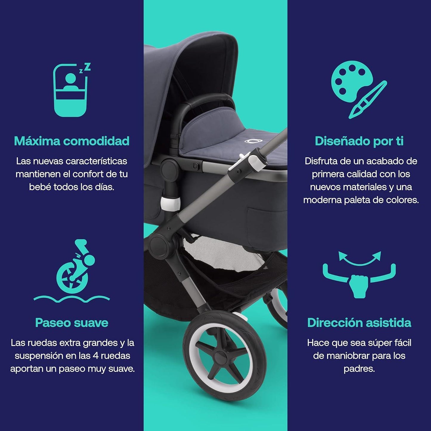 Bugaboo Fox 3 complete - GRAPHITE/STORMY BLUE-STORMY BLUE - Carriola - Bambineto