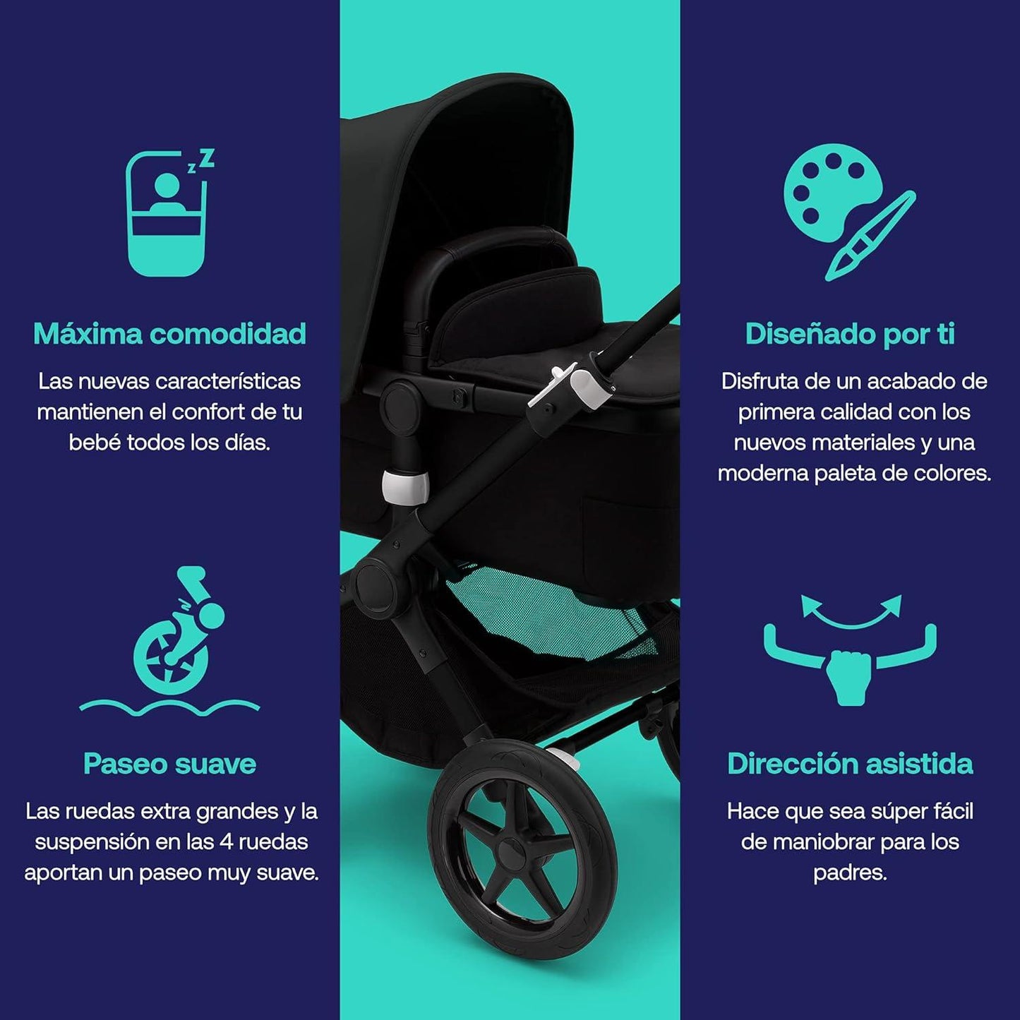 Bugaboo Fox 3 complete - BLACK/MIDNIGHT BLACK-MIDNIGHT BLACK - Carriola - Bambineto