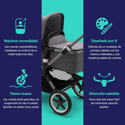 Bugaboo Fox 3 complete - GRAPHITE/GREY MELANGE-GREY MELANGE - Carriola - Bambineto