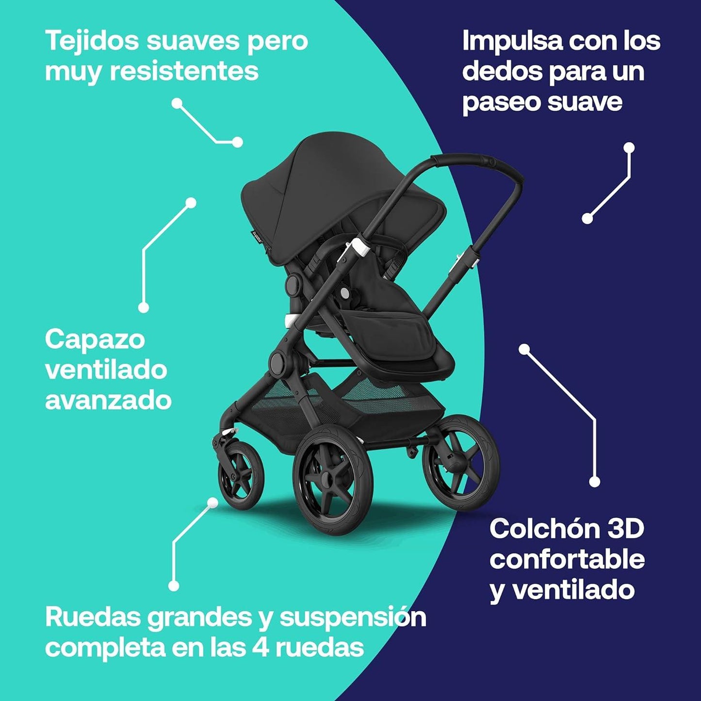 Bugaboo Fox 3 complete - BLACK/MIDNIGHT BLACK-MIDNIGHT BLACK - Carriola - Bambineto