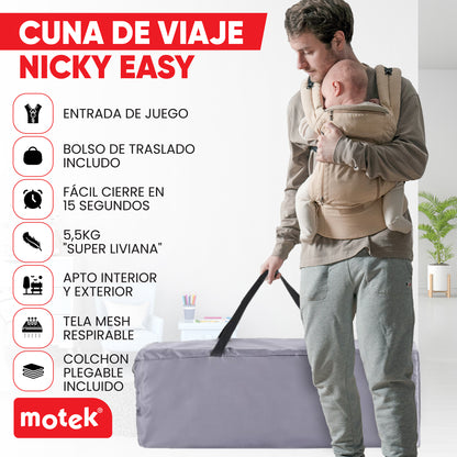 Cuna Corral Viaje Motek Niky Easy con Bolso y Mosquitero