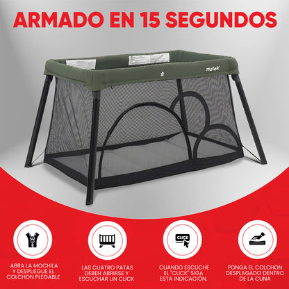 Cuna Corral Viaje Motek Niky Easy con Bolso y Mosquitero