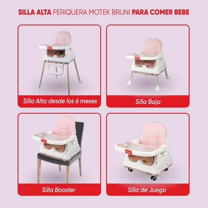 Silla Alta Periquera Motek Bruni 4 en 1 Comer Bebe