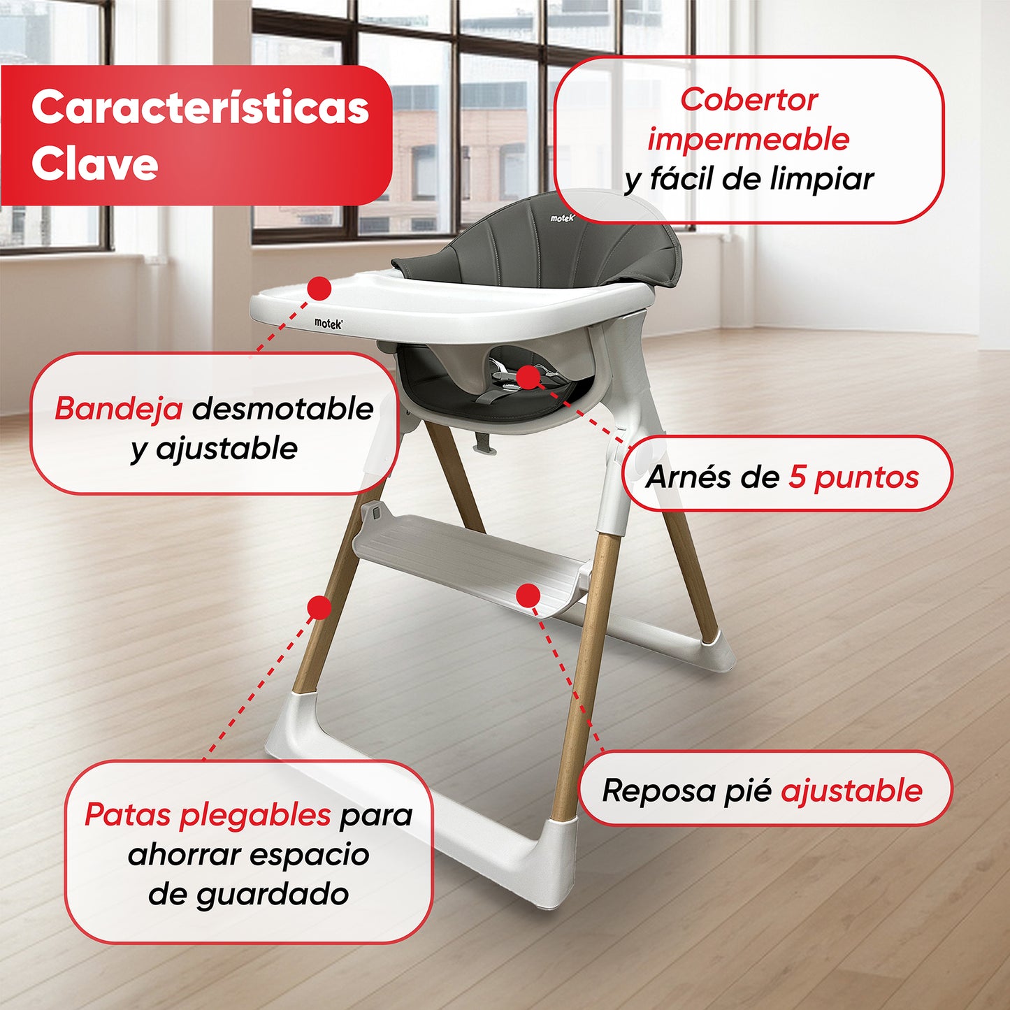 Silla Alta Periquera Motek Omy de Madera Cobertor Plegable