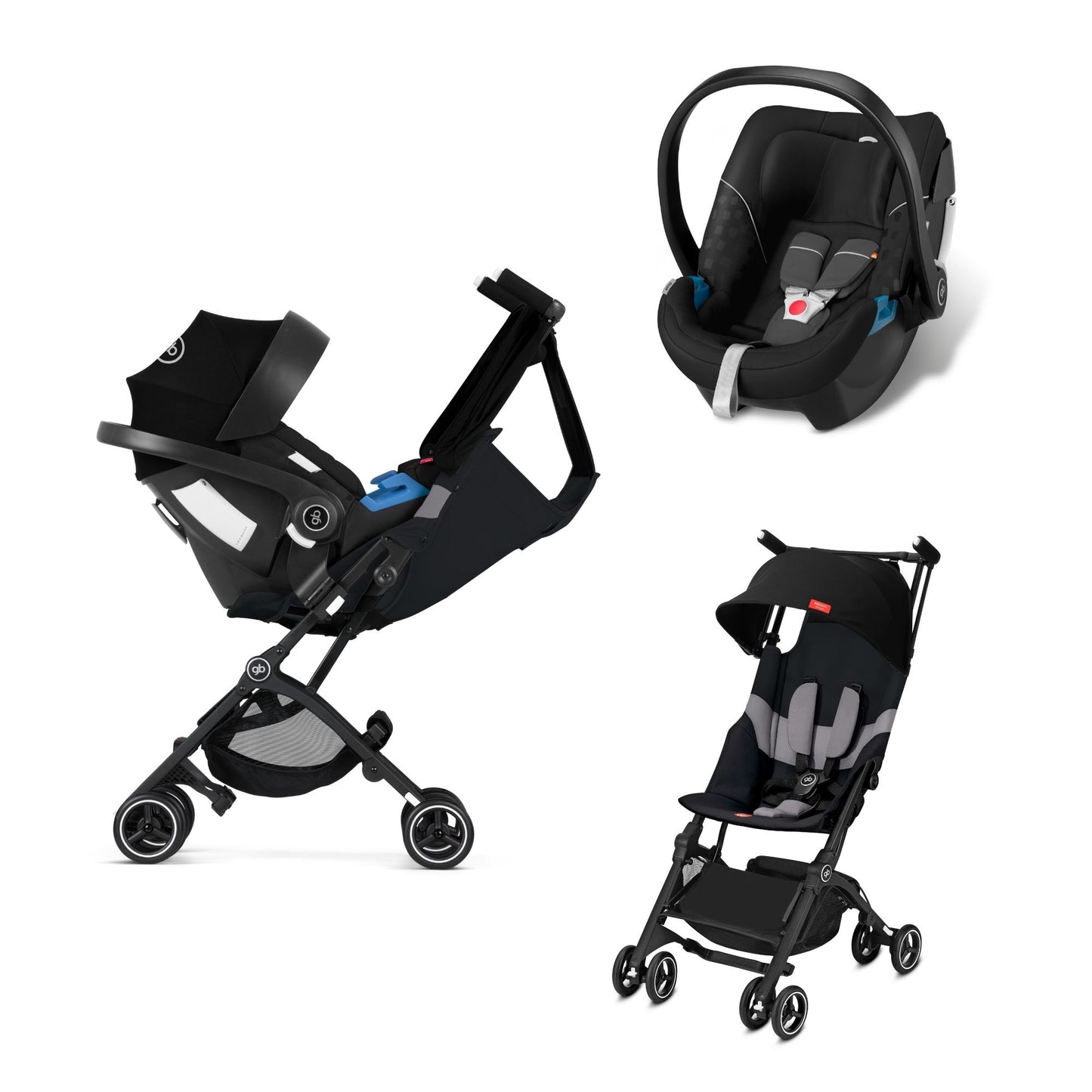 Sistema De Viaje Bebe Carriola Compacta Gb Pockit+ All Terrain con Autoasiento Portabebe Gb Artio Homologado