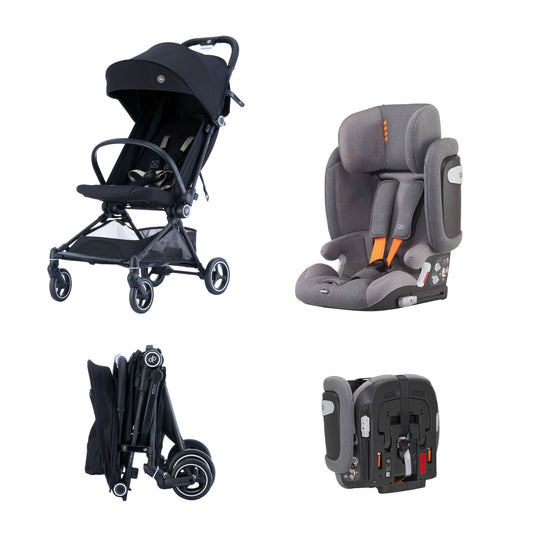 Combo Viajero - Carriola gb Fyn+ Negra & Autoasiento gb Pockit Armor