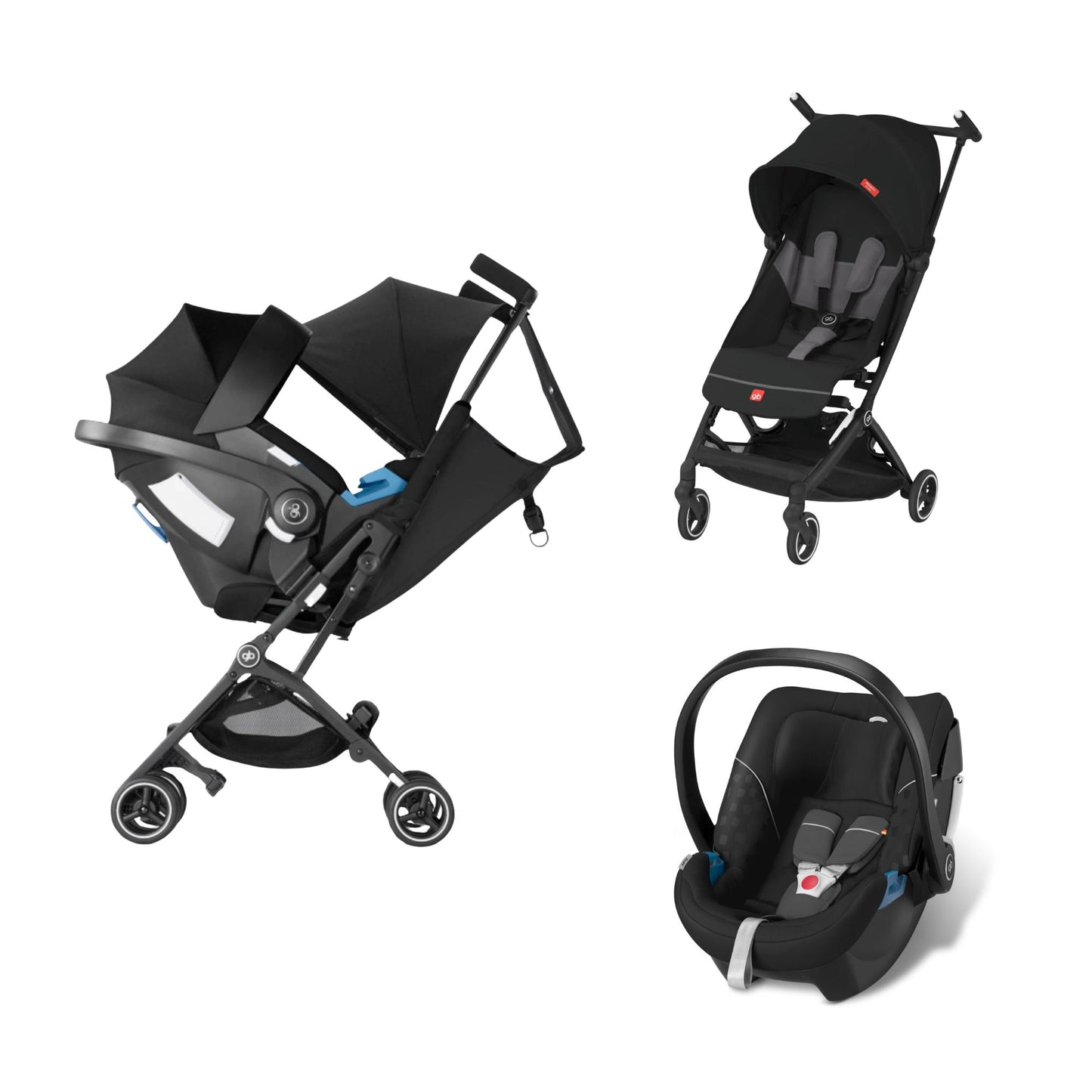 Sistema De Viaje Bebe Carriola Compacta Gb Pockit+ All City con Autoasiento Portabebe Gb Artio Homologado